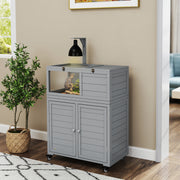 Wooden Tortoise House with Storage Cabinet Openable Top and Lamp Holder Light Grey by PawHut