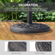 9kg Round Garden Parasol Base Bronze Outdoor Umbrella Stand for 38mm or 48mm Poles by Outsunny