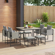 Nine Piece Garden Dining Set with Steel Frame in Grey by Outsunny
