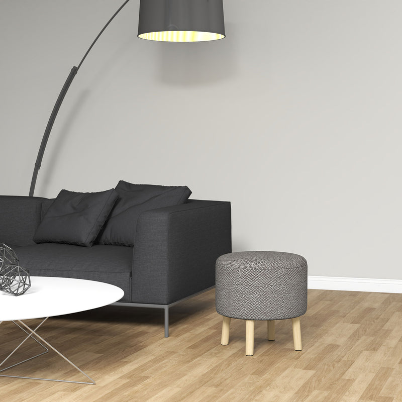 Round Storage Ottoman with Padded Seat and Hidden Compartment for Living Room Light, Grey