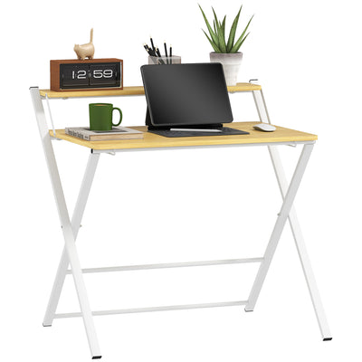 Compact Folding Computer Desk with Storage Shelf for Home Office and Study by HOMCOM