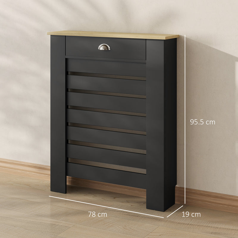 Radiator Cover with Storage Drawer for Safe Hallway Heating Black Wood Effect Homcom