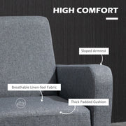 Set of 2 Upholstered Armchairs with Rubber Wood Legs for Lounge or Bedroom Use Grey AOSOM