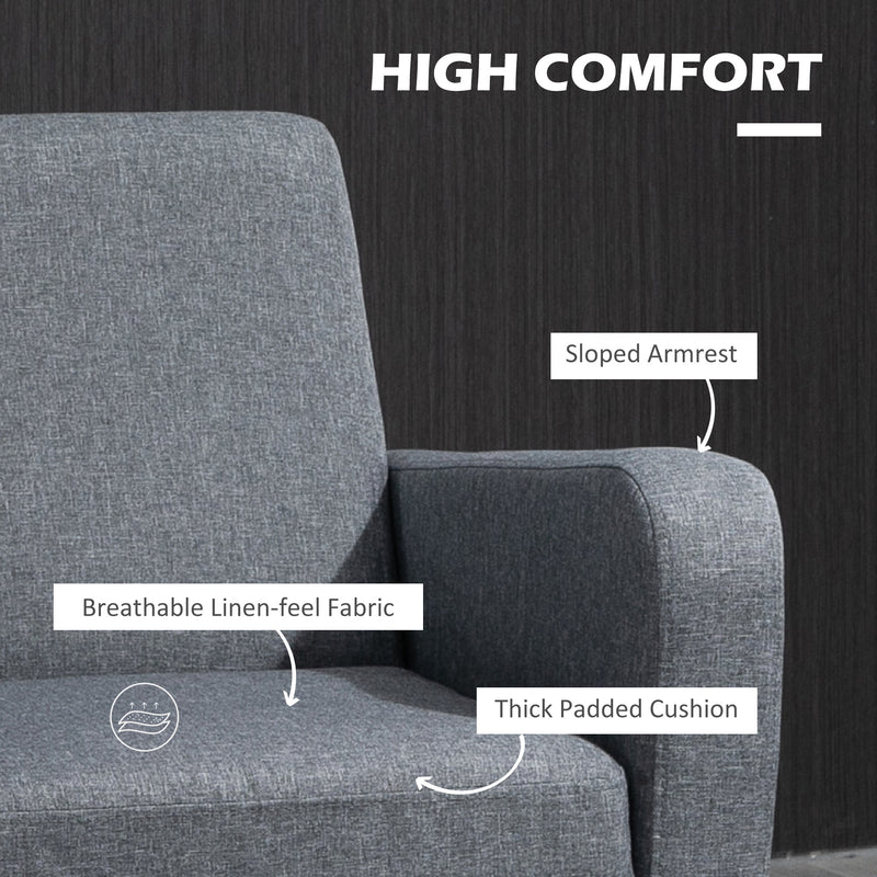 Set of 2 Upholstered Armchairs with Rubber Wood Legs for Lounge or Bedroom Use Grey AOSOM