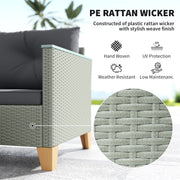 Charcoal Grey Rattan Garden Lounge Set with Cushions and Coffee Table