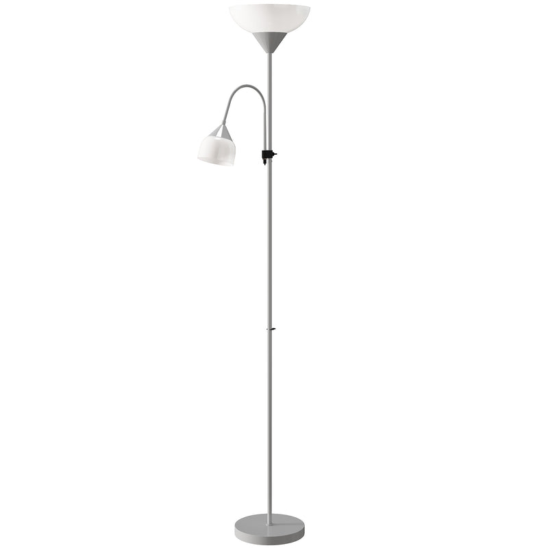 LED Floor Lamp with Adjustable Reading Light Ideal for Living Rooms or Bedrooms Silver Tone