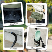 Dark Green Lightweight Dog Stroller with Umbrella Canopy Storage Bag and Cup Holder by PawHut AOSOM