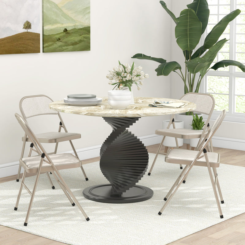 Folding Chairs Set of 4 for Extra Comfortable Seating and Easy Storage Beige AOSOM