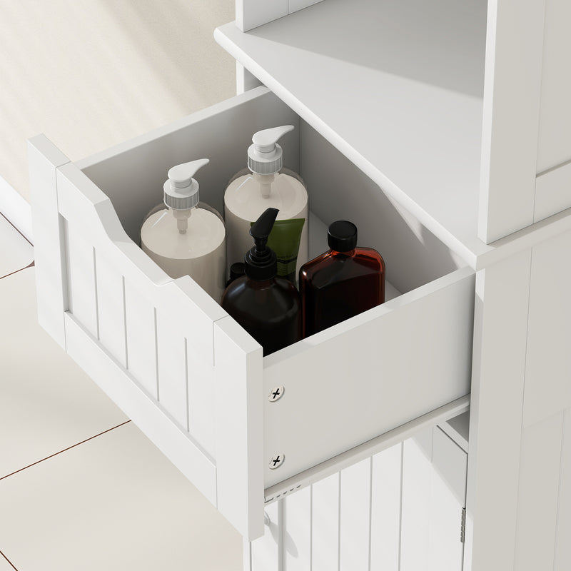 Slim Bathroom Storage Cabinet With Motion Sensor Lighting For Small Spaces White AOSOM