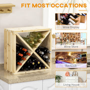 Set of 2 Wooden Wine Racks for 24 Bottles Each Ideal for Tabletop Storage Natural Wood AOSOM