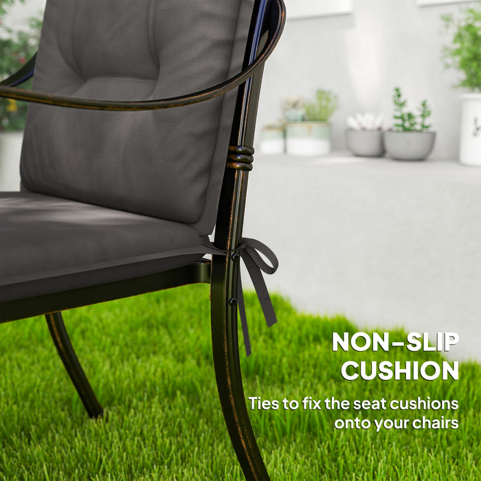 Set of Four Padded Garden Seat Cushions Charcoal Grey by Outsunny