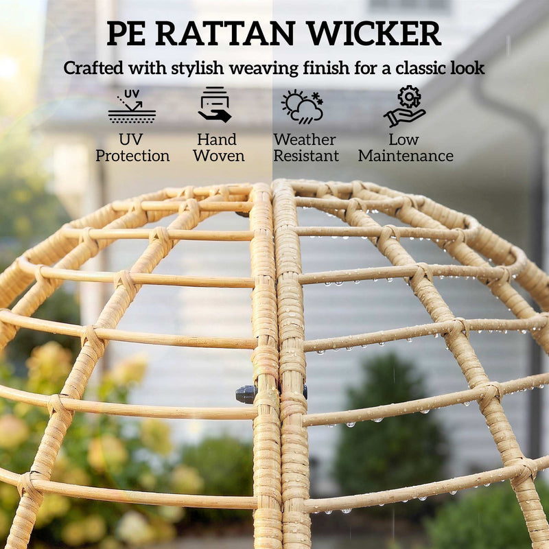 Outdoor Egg Chair With Footstool for Relaxing Garden Retreat Weather Resistant Rattan Beige Cream White Outsunny