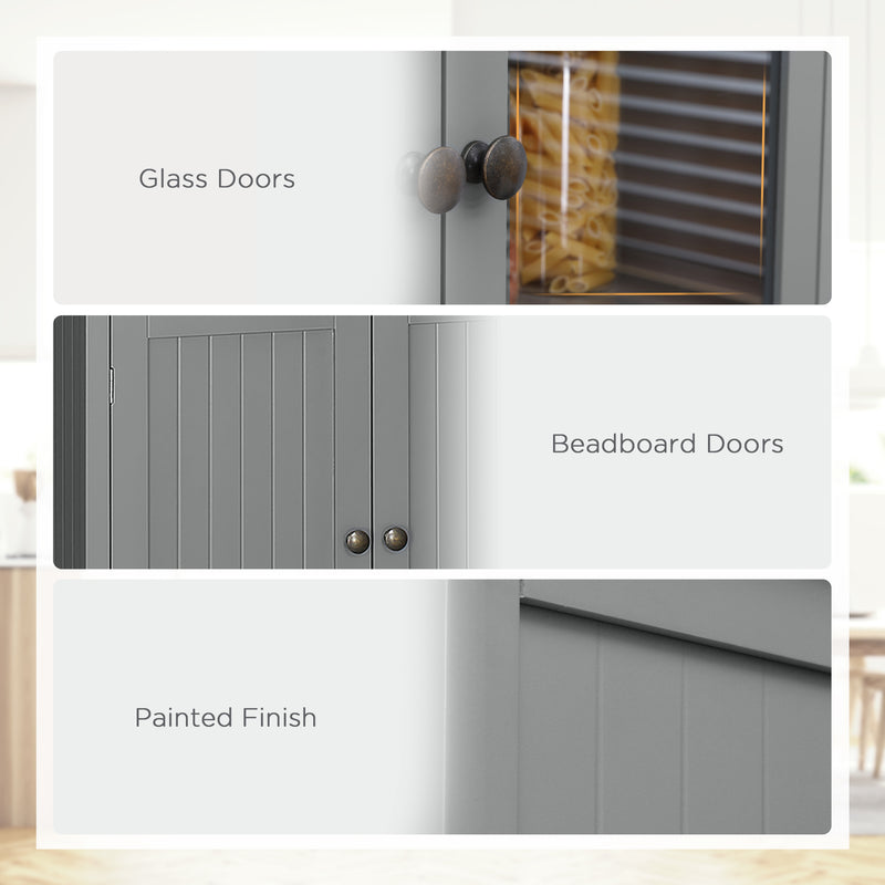 Tall Freestanding Kitchen Pantry Cupboard With Drawer And Adjustable Shelves Grey