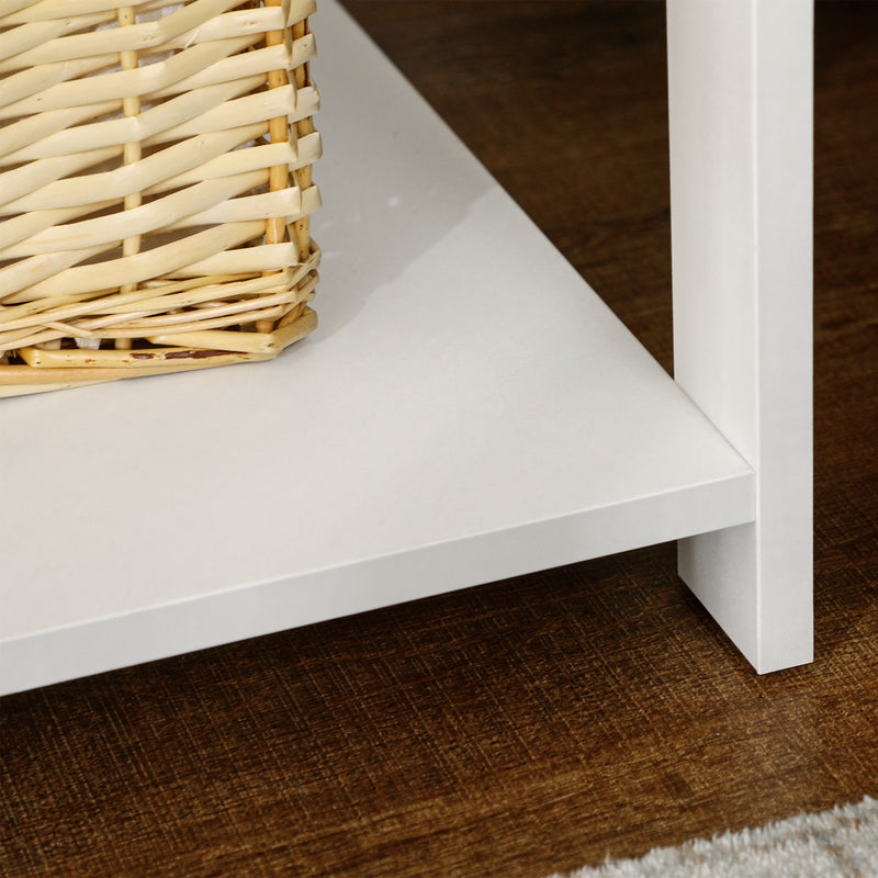 Set of 2 Bedside Tables with Drawer and Storage Shelf for Bedroom or Lounge White AOSOM