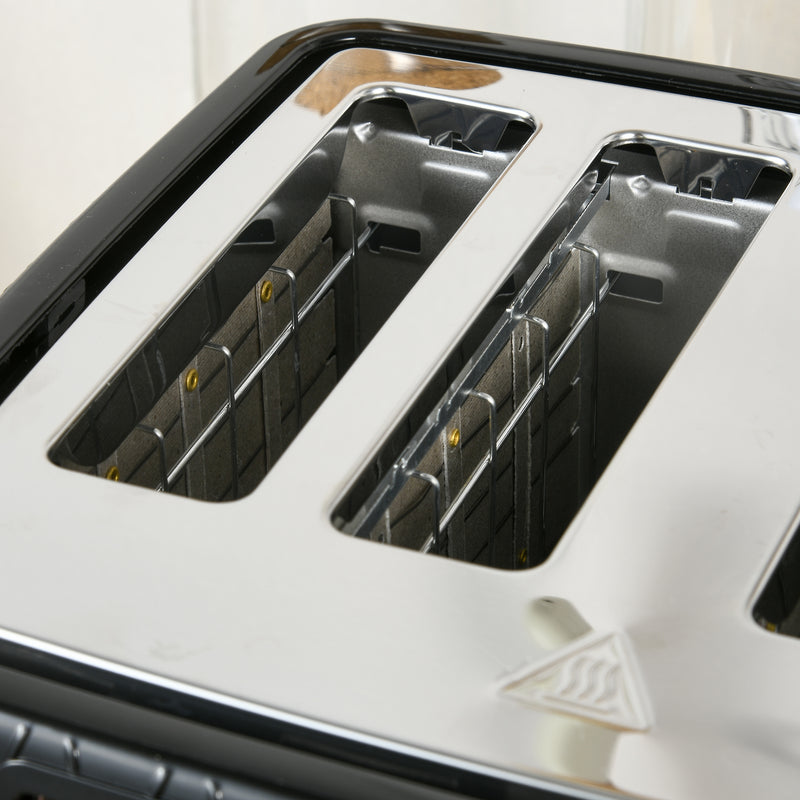 Black 4 Slice Toaster 1600W With 7 Browning Levels and Removable Crumb Tray by HOMCOM