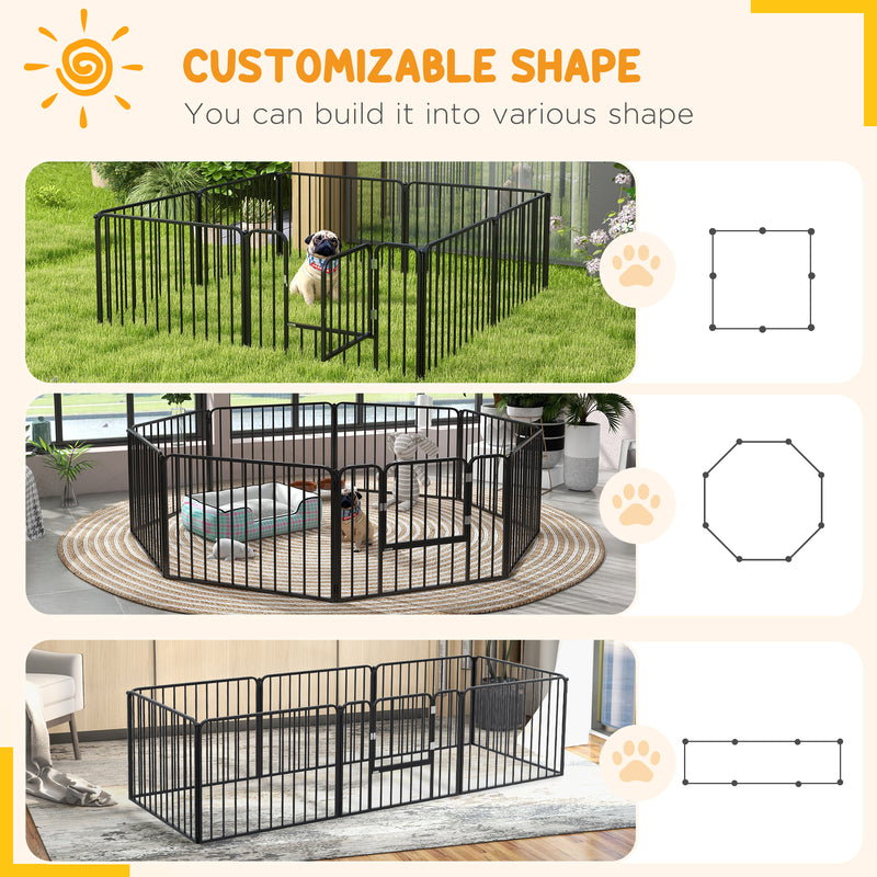 Heavy Duty 8 Panel Dog Playpen for Indoor and Outdoor Use with Secure Latch Black