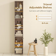 6 Tier Tall Bathroom Storage Cabinet with Shelves for Towels and Toiletries Natural AOSOM