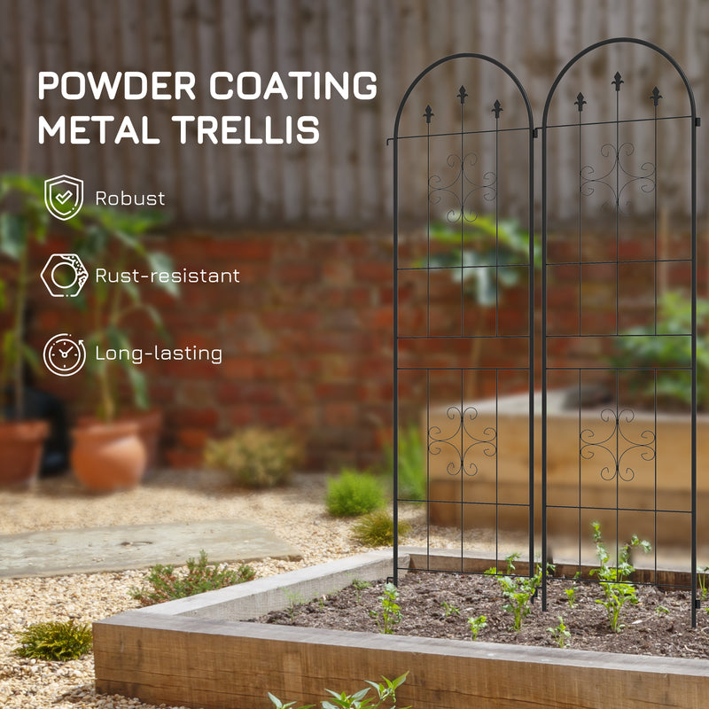Garden Trellis Panels Set of 4 for Climbing Plants with Decorative Curved Design Black Outsunny