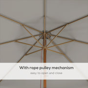 Grey 3.3m Wooden Garden Parasol with Elegant Design by Outsunny