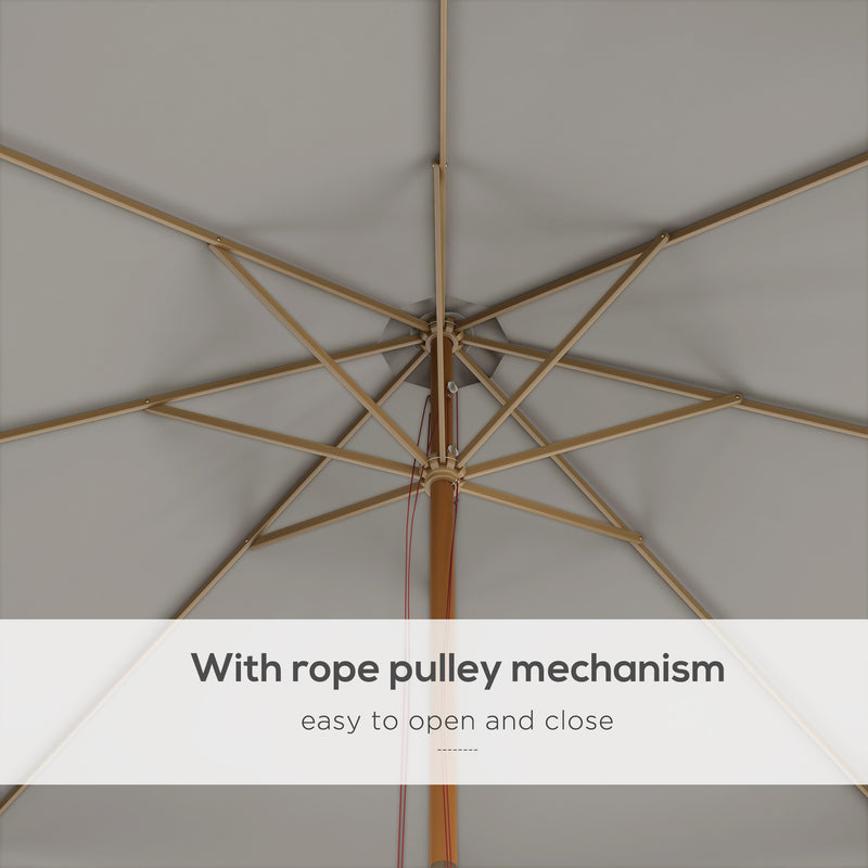 Grey 3.3m Wooden Garden Parasol with Elegant Design by Outsunny