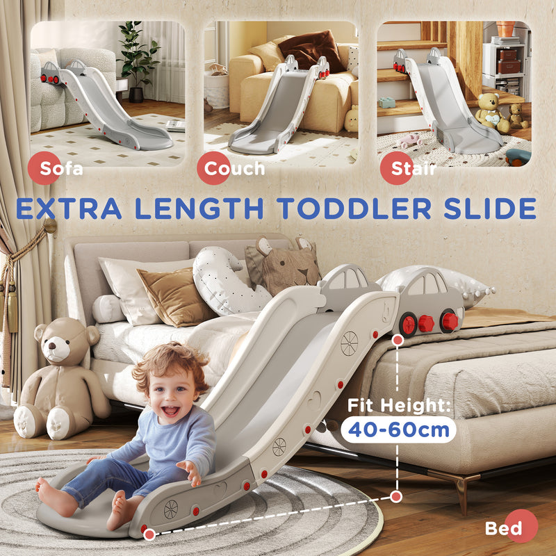 Kids Slide with Extra Long Design for Bed or Sofa Easy to Assemble and Store, Grey