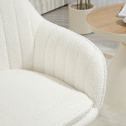 Set of Two Cream Sherpa Fleece Dining Chairs with Gold Legs by HOMCOM