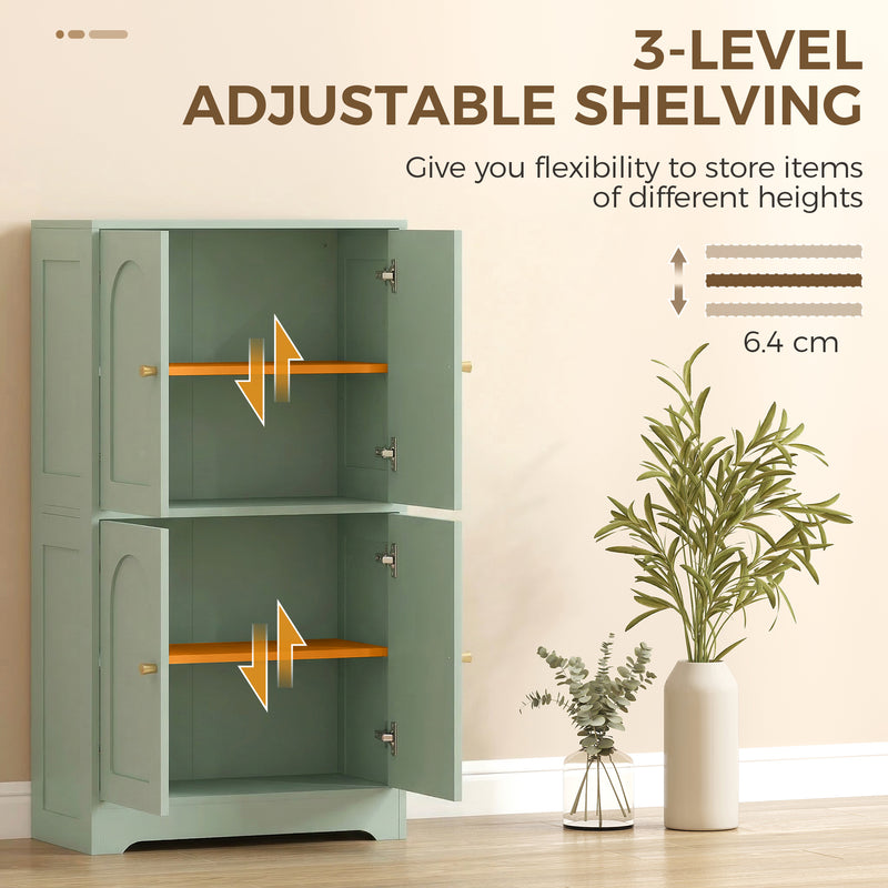 Pantry Storage Cabinet with Adjustable Shelves for Kitchen or Hallway Organisation Green AOSOM