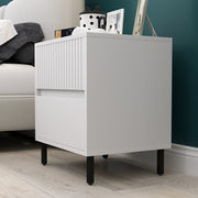 White Two Drawer Bedside Table with Black Legs by HOMCOM