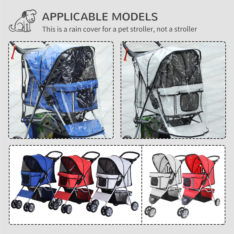 Folding Dog Stroller With Rain Cover And Storage Basket For Small Pets Grey AOSOM