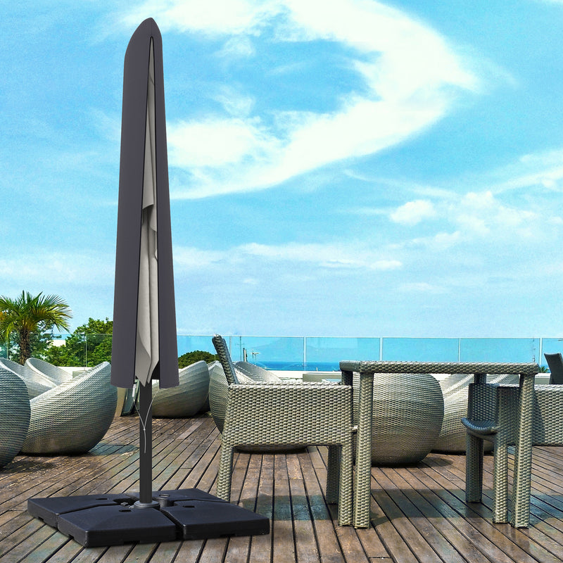 Dark Grey Cantilever Parasol Cover with Zipper and Rod for Garden Umbrella Protection