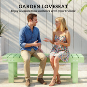 Wooden Backless Garden Bench for Outdoor Seating with Slatted Seat Design Light Green AOSOM