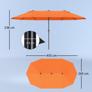 Orange 4.6m Double Sided Garden Parasol UV Protection Outdoor Shade by Outsunny