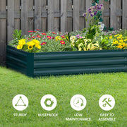 Green Metal Raised Garden Bed Planter Box for Flowers and Herbs Outdoor Use 241cm