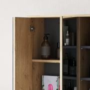 Five Shelf Mirrored Bathroom Wall Cabinet with Wood Effect Finish by HOMCOM