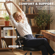 Adjustable Draughtsman Chair with Mesh Back and Flip-Up Arms for Home Office Black AOSOM