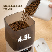 Automatic Cat Feeder with Timer Voice Recorder and Portion Control for 6 Meals Daily White