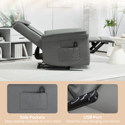 Grey 3D Kneading Massaging Recliner Chair with Headrest and USB Remote by HOMCOM