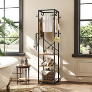 Brown Black Clothes Rack with Shelves and Hanging Rail for Storage by HOMCOM