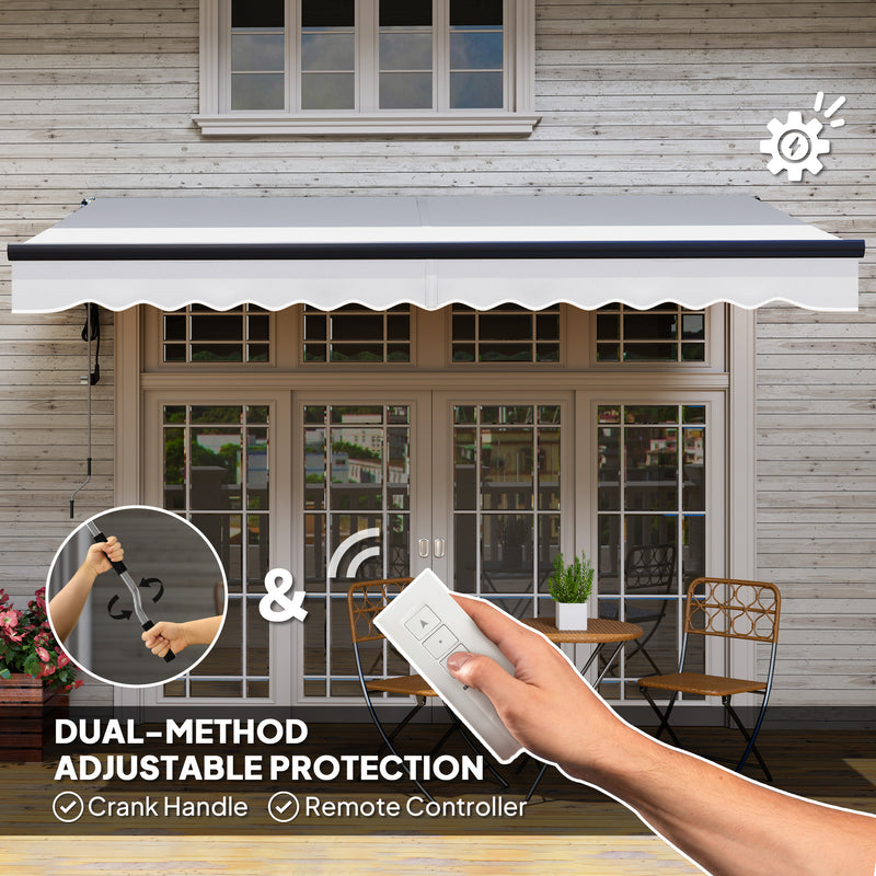 Light Grey 3.5 x 3m Electric Retractable Awning with Remote Control UV30+ Sun Shade by Outsunny