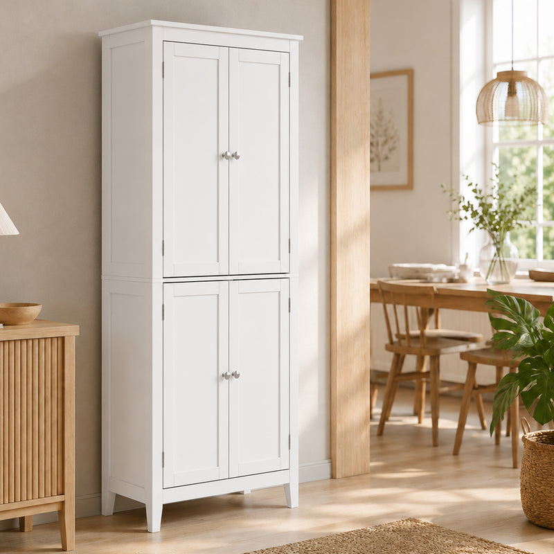 Tall Bathroom Storage Cabinet with Adjustable Shelves for Small Spaces White