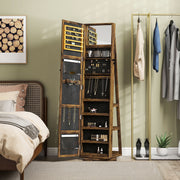 Lockable Rustic Brown Jewellery Cabinet With 360Â° Swivel and Full Length Mirror by HOMCOM