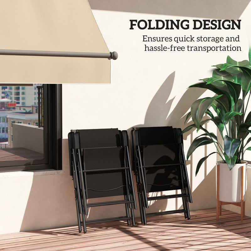 Set of Four Black Folding Outdoor Chairs Lightweight and Portable by Outsunny