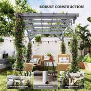 2x2m Grey Wooden Garden Pergola Kit for Shaded Outdoor Seating and Climbing Plants Grey Outsunny