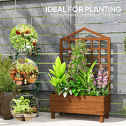Brown Wooden Garden Planter with Trellis for Climbing Plants 90x43x150cm by Outsunny