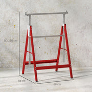 Adjustable Steel Saw Horse Set of 2 for DIY and Woodworking with Foldable Design Red AOSOM