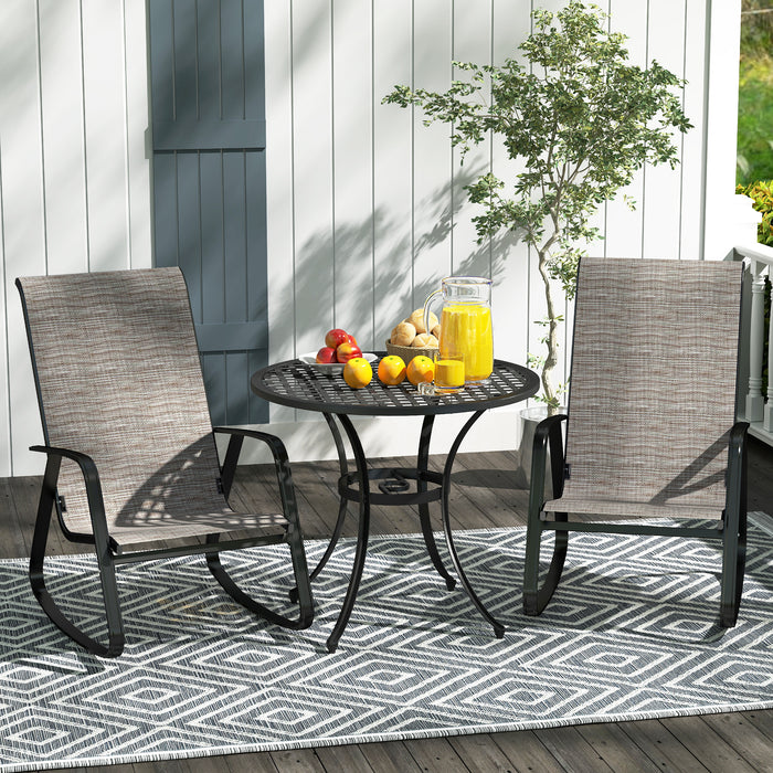 Set of 2 Garden Rocking Chairs with High Back and Armrests for Patio or Balcony by Outsunny