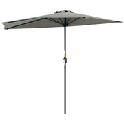 Light Grey Half Round Parasol Umbrella for Small Gardens and Balconies by Outsunny