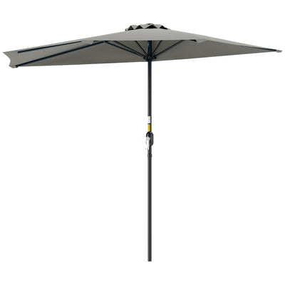 Light Grey Half Round Parasol Umbrella for Small Gardens and Balconies by Outsunny