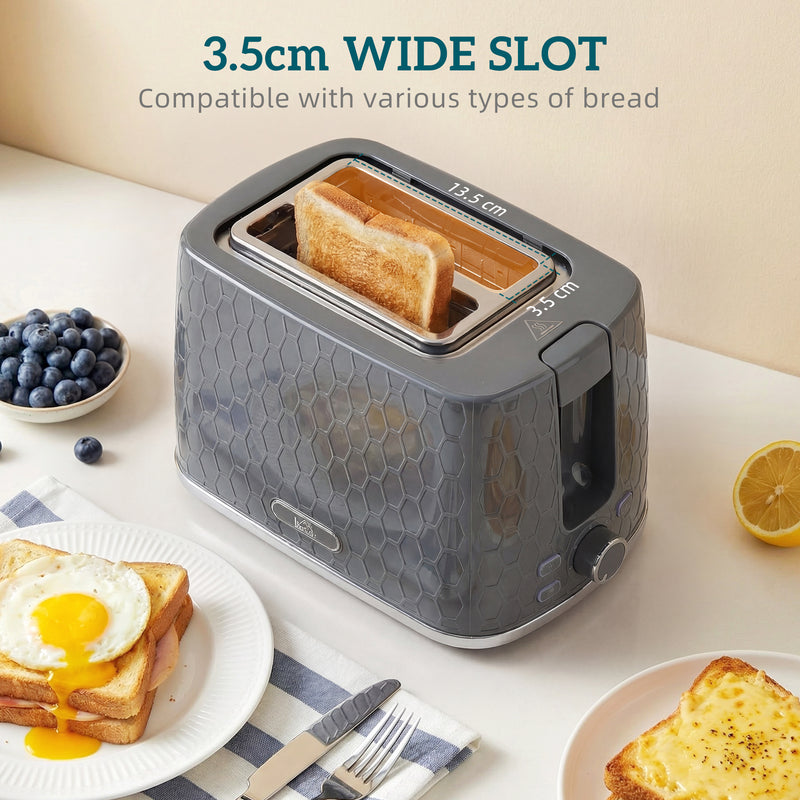 Kettle and Toaster Set 17L Fast Boil Kettle and 2 Slice Toaster with Browning Control Grey AOSOM