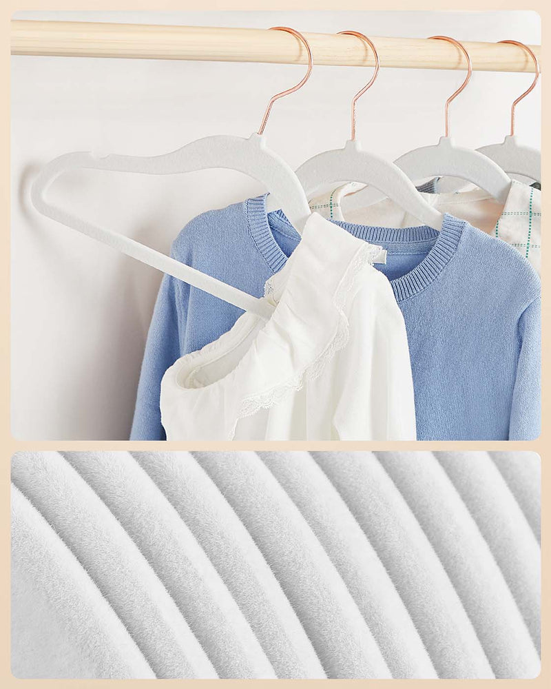 Set of 50 White Childrens Clothes Hangers Space Saving and Durable by Songmics